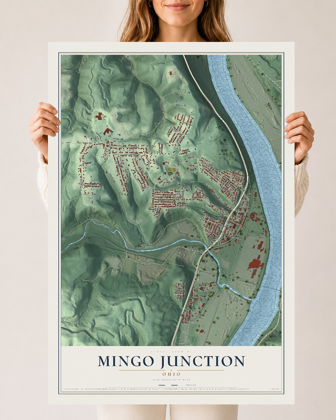 Map of Mingo Junction, Ohio, 24 x 36 inch unframed archival matte print