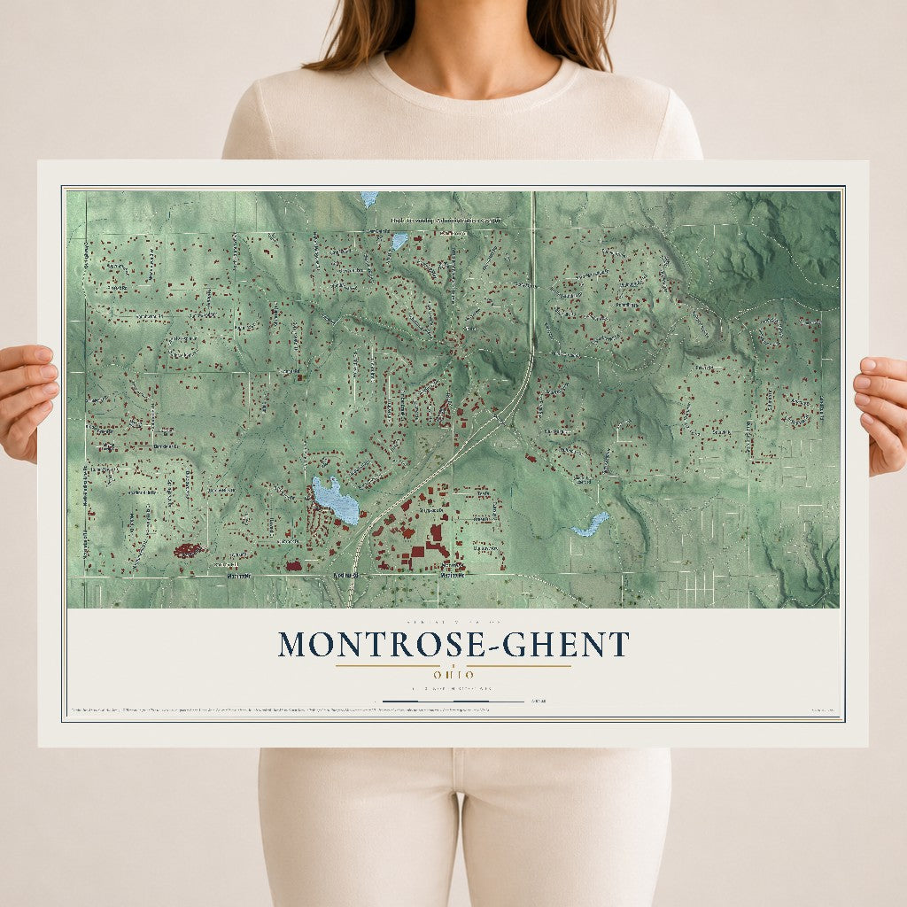 Map of Montrose-Ghent, Ohio, 18 x 24 inch unframed archival matte print