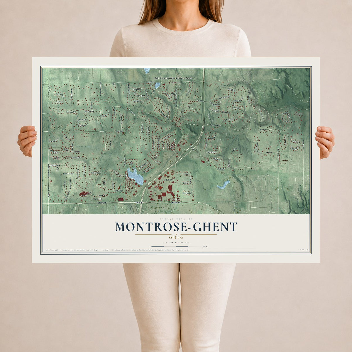 Map of Montrose-Ghent, Ohio, 24 x 36 inch unframed archival matte print
