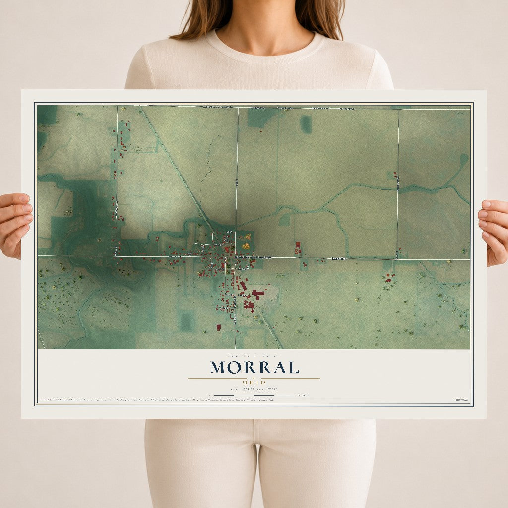 Map of Morral, Ohio, 18 x 24 inch unframed archival matte print