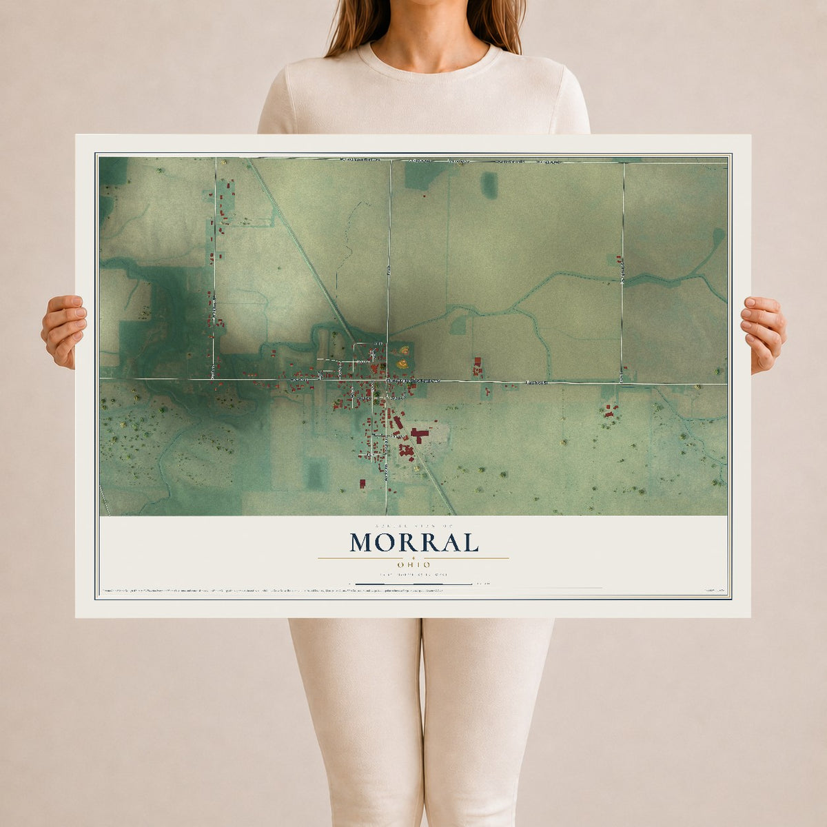 Map of Morral, Ohio, 24 x 36 inch unframed archival matte print
