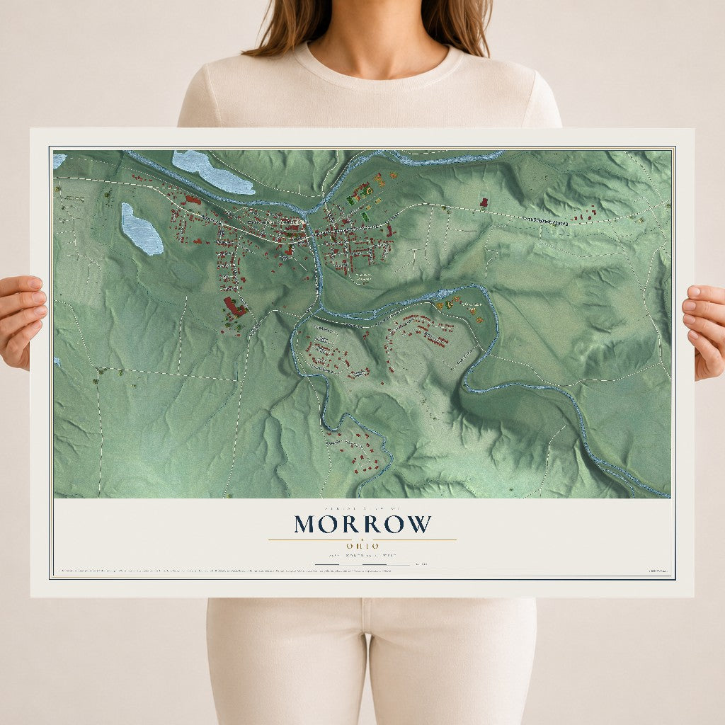 Map of Morrow, Ohio, 18 x 24 inch unframed archival matte print