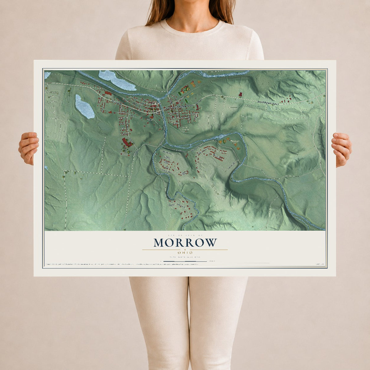 Map of Morrow, Ohio, 24 x 36 inch unframed archival matte print