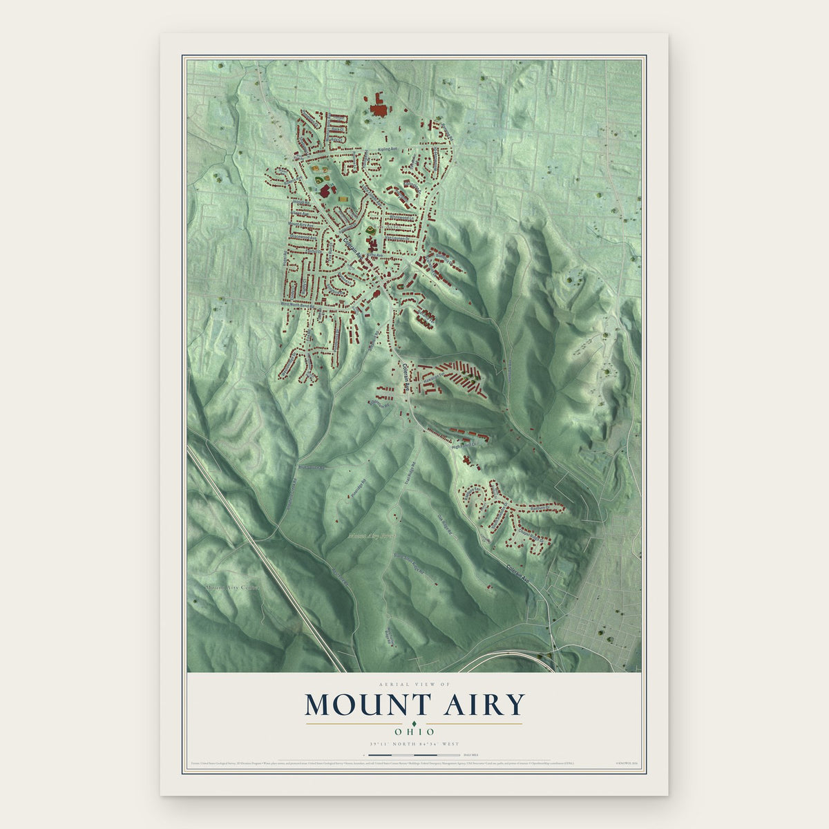 Mount Airy, Ohio map print, the full design