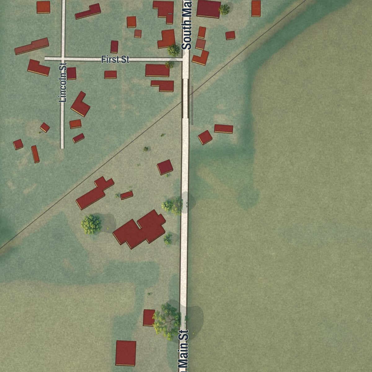 Second close-up of the map of Mount Cory, Ohio print showing more streets and buildings