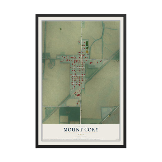Map of Mount Cory, Ohio, 12 x 18 inch print in a black wood frame