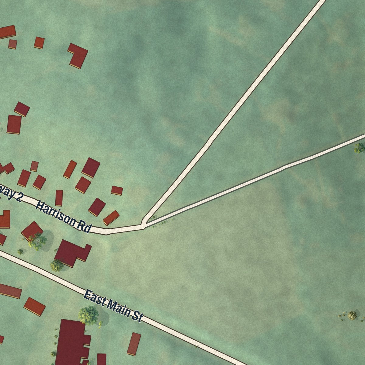 Second close-up of the map of Mount Eaton, Ohio print showing more streets and buildings