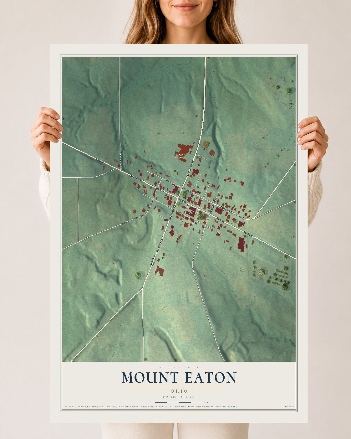 Map of Mount Eaton, Ohio, 24 x 36 inch unframed archival matte print