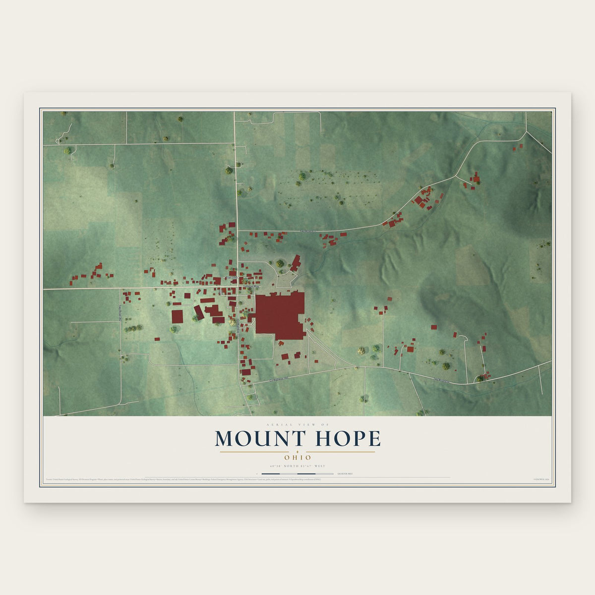 Mount Hope, Ohio map print, the full design
