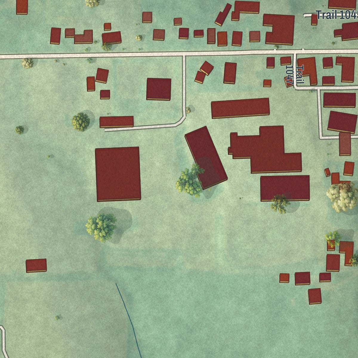 Close-up of the map of Mount Hope, Ohio print showing street and building detail
