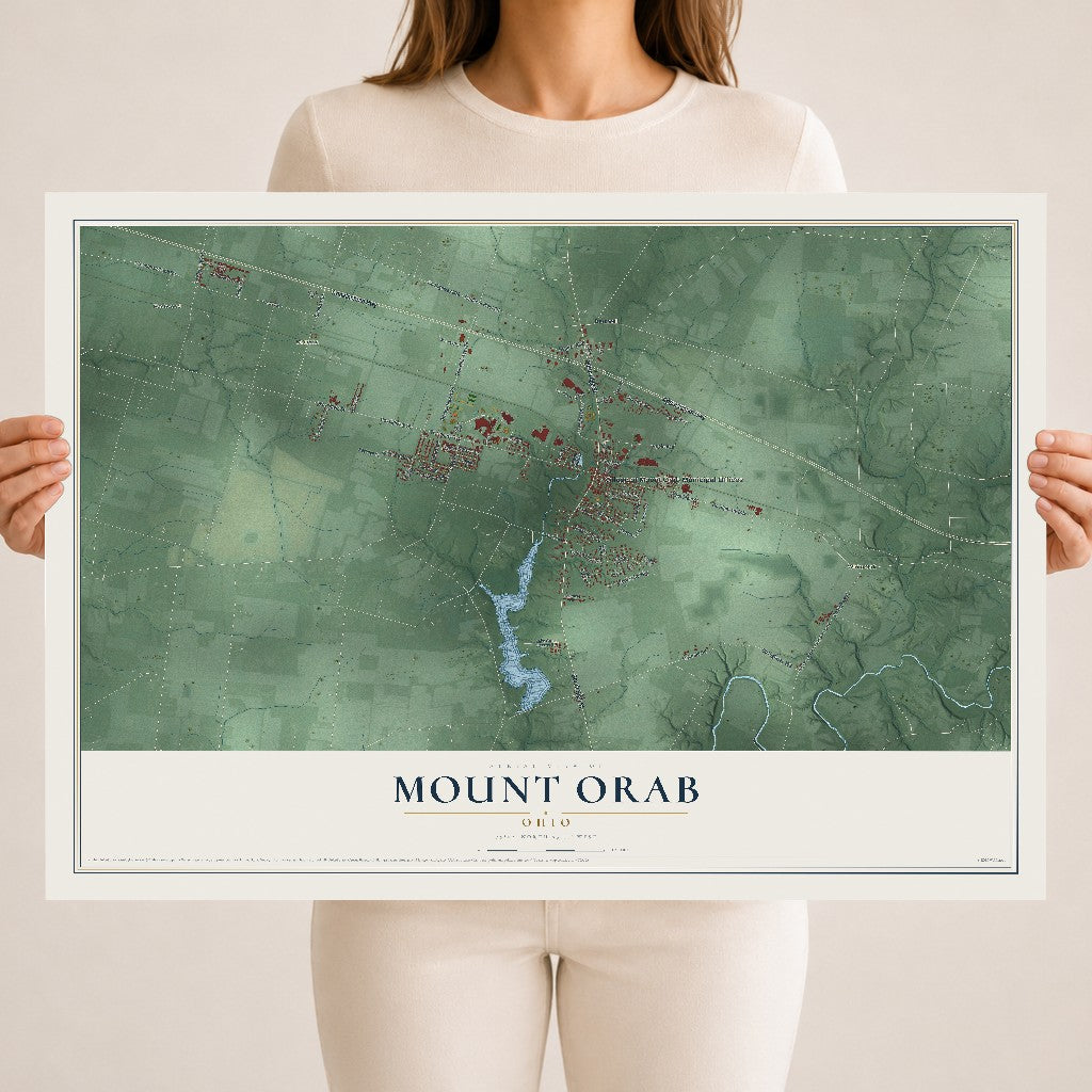 Map of Mount Orab, Ohio, 18 x 24 inch unframed archival matte print