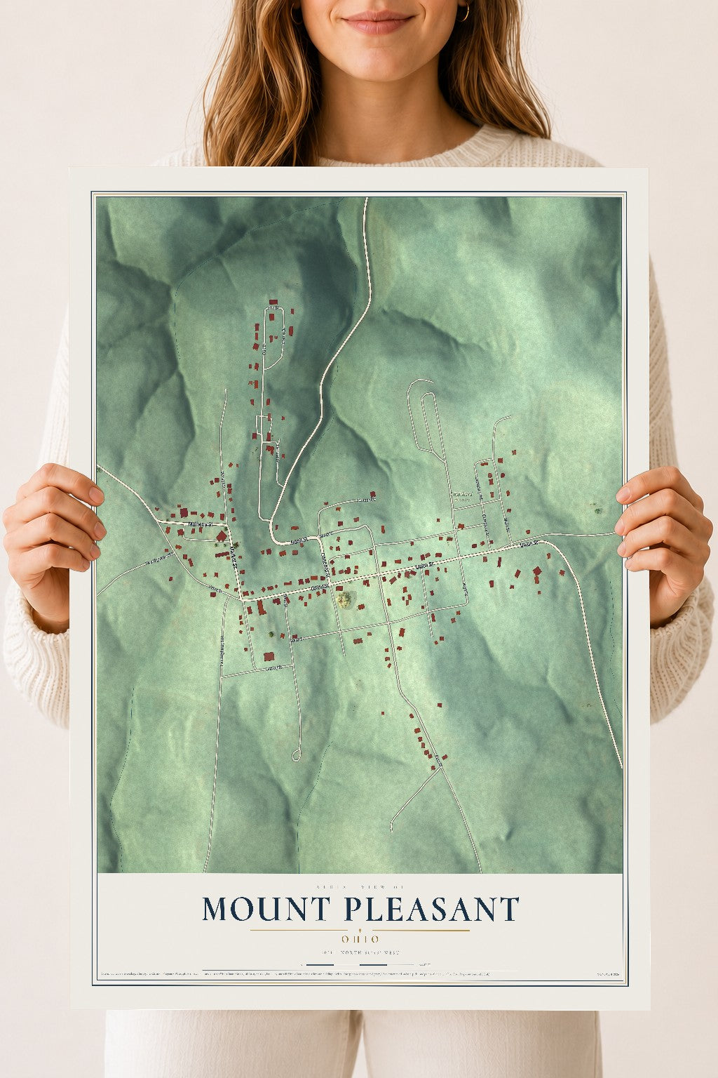 Map of Mount Pleasant, Ohio, 18 x 24 inch unframed archival matte print