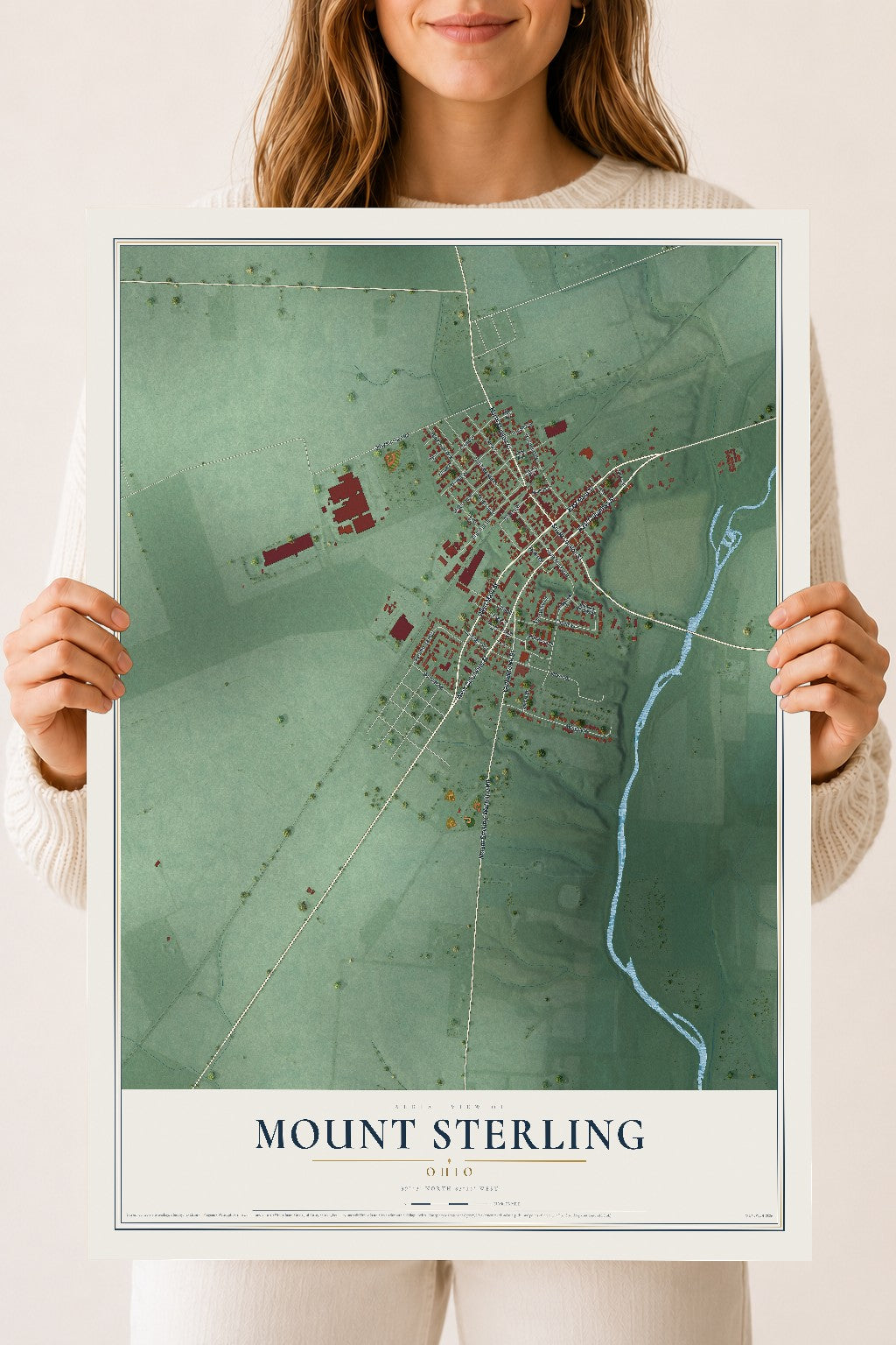 Map of Mount Sterling, Ohio, 18 x 24 inch unframed archival matte print