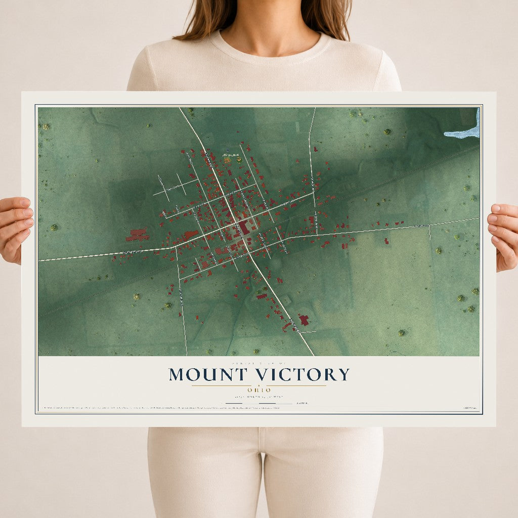 Map of Mount Victory, Ohio, 18 x 24 inch unframed archival matte print