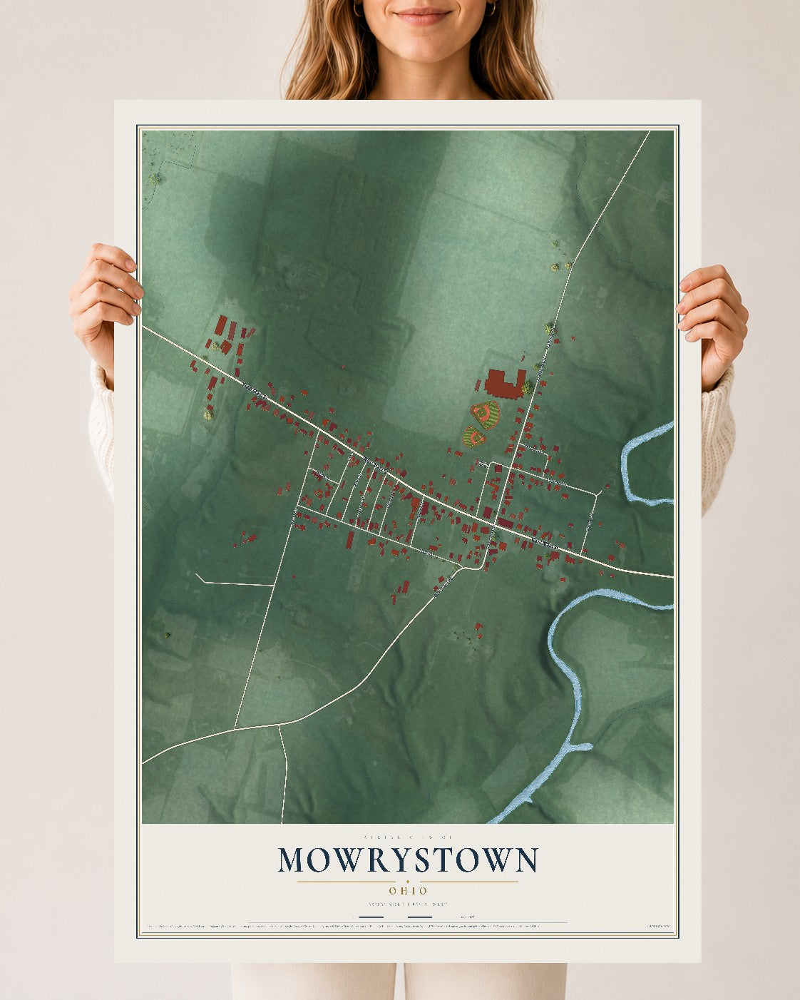 Map of Mowrystown, Ohio, 24 x 36 inch unframed archival matte print
