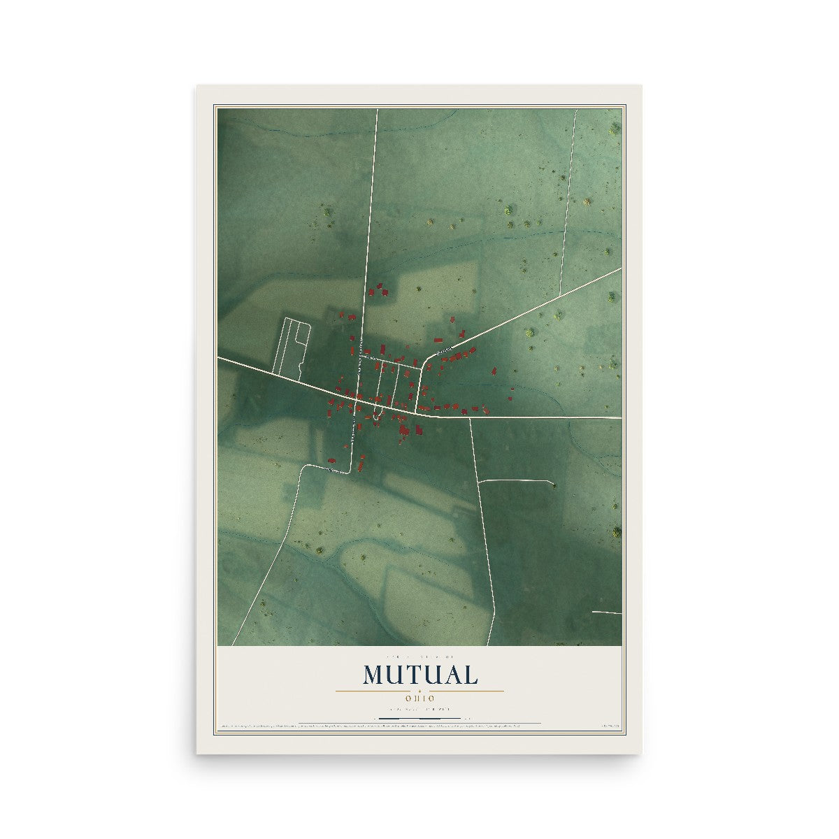Map of Mutual, Ohio, 12 x 18 inch unframed archival matte print