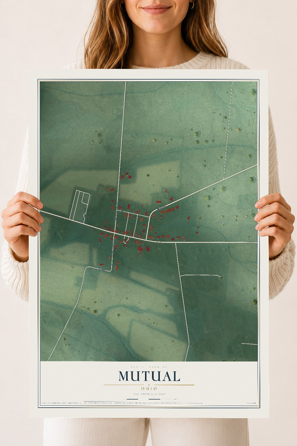 Map of Mutual, Ohio, 18 x 24 inch unframed archival matte print