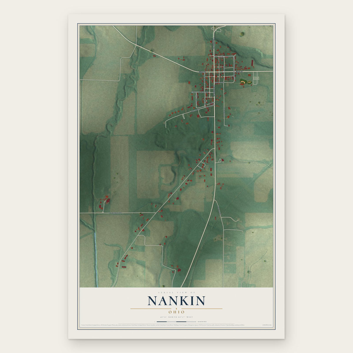 Nankin, Ohio map print, the full design