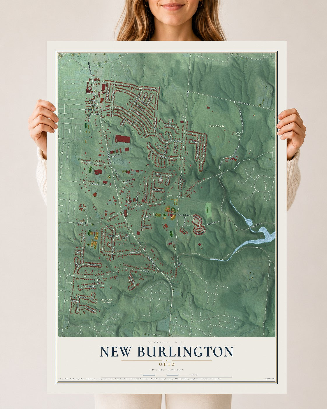 Map of New Burlington, Ohio, 24 x 36 inch unframed archival matte print
