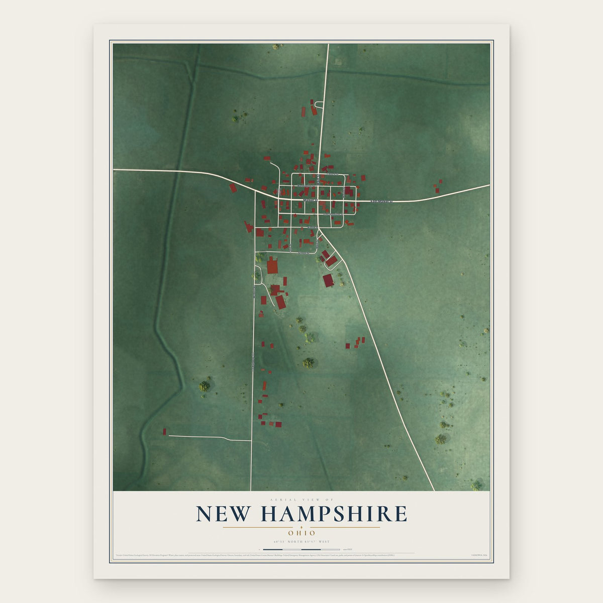 New Hampshire, Ohio map print, the full design