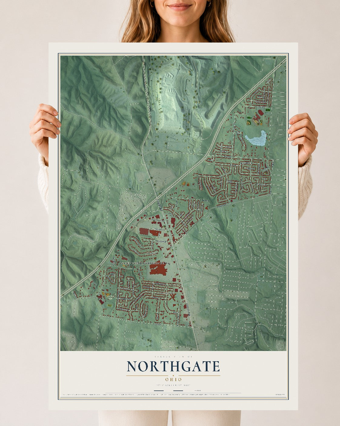 Map of Northgate, Ohio, 24 x 36 inch unframed archival matte print