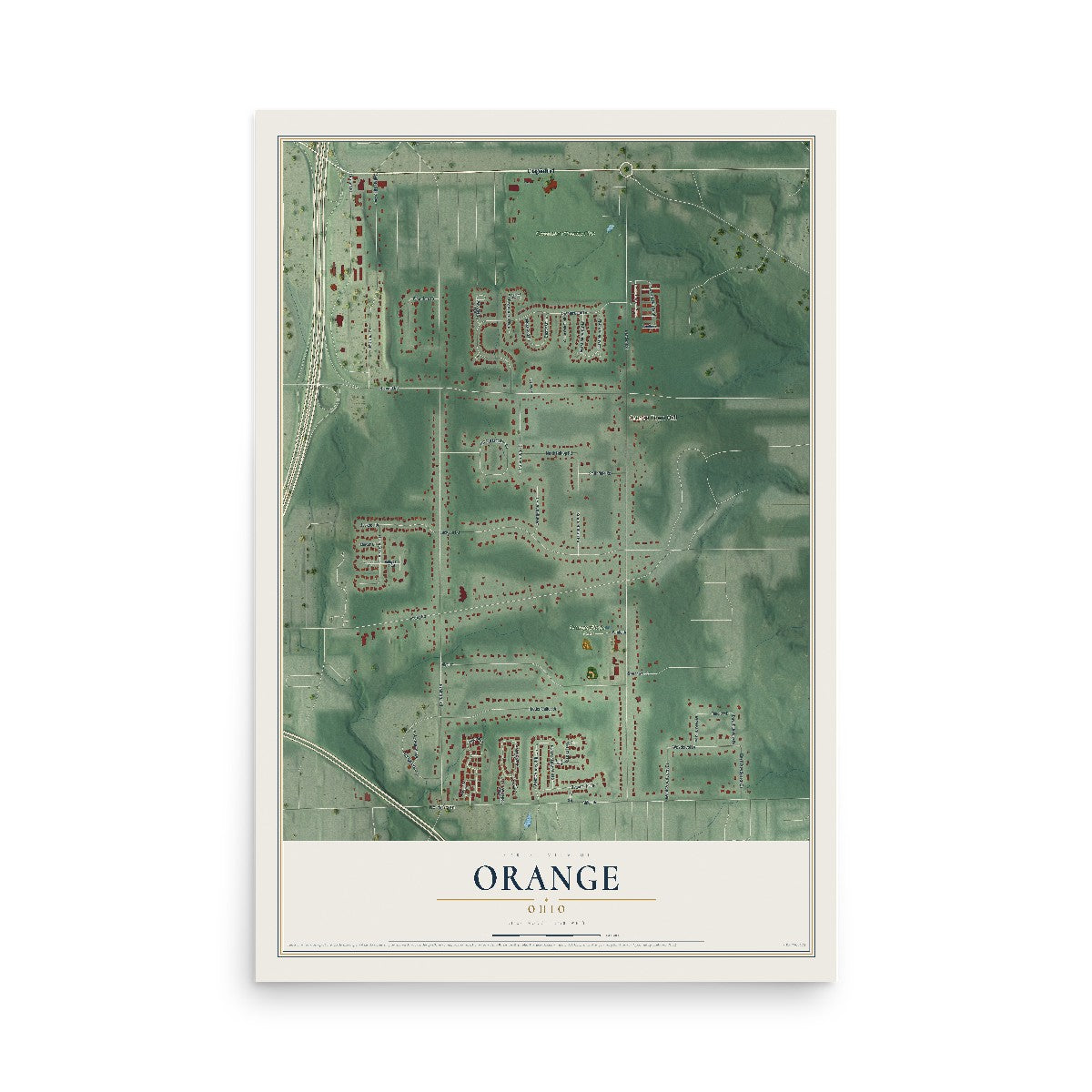 Map of Orange, Ohio, 12 x 18 inch unframed archival matte print