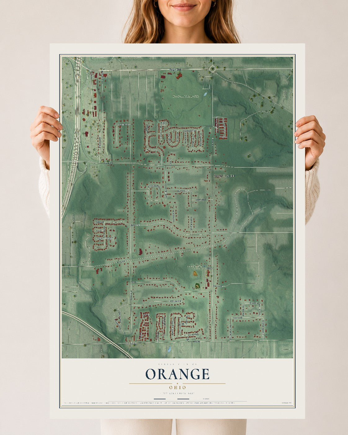 Map of Orange, Ohio, 24 x 36 inch unframed archival matte print