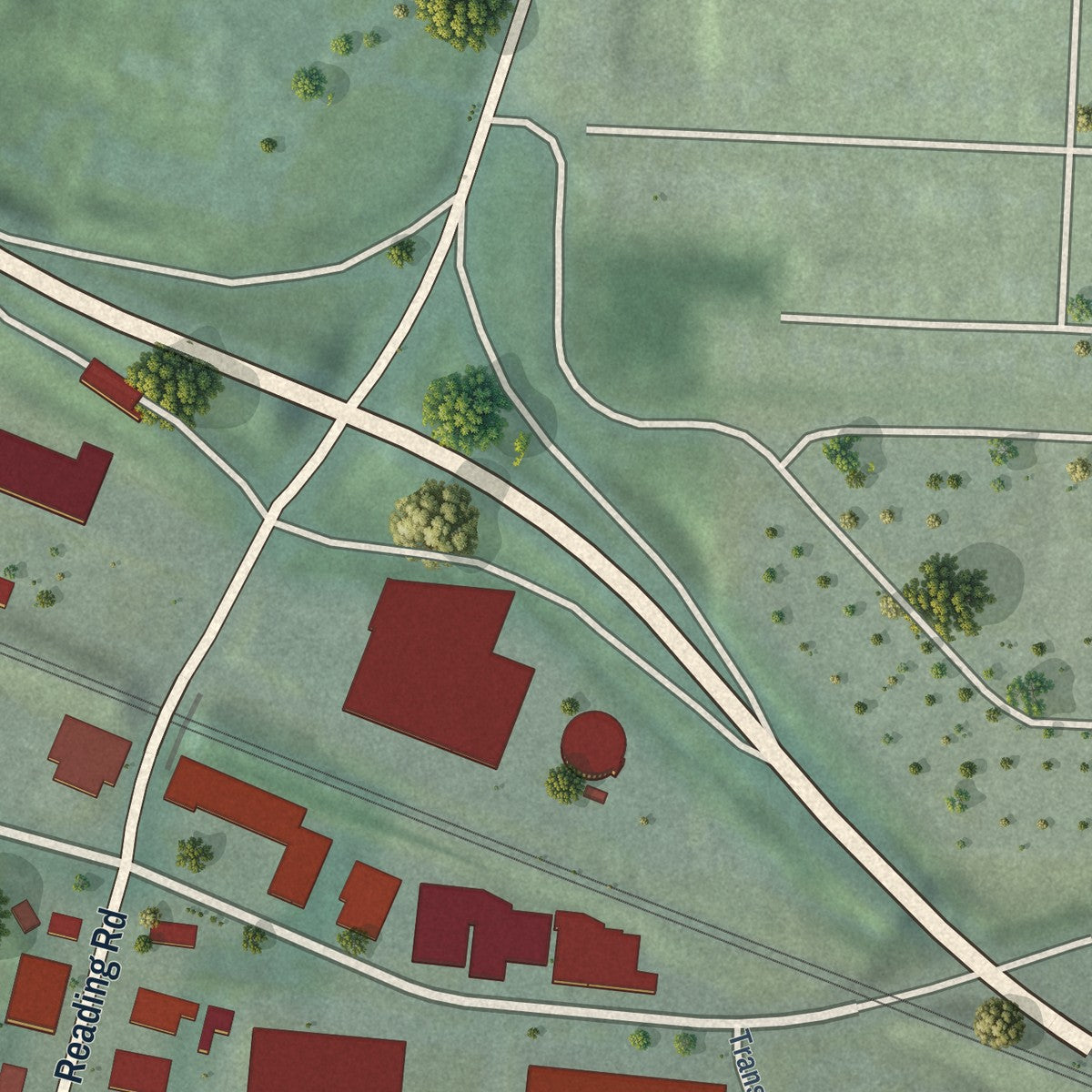 Close-up of the map of Paddock Hills, Ohio print showing street and building detail