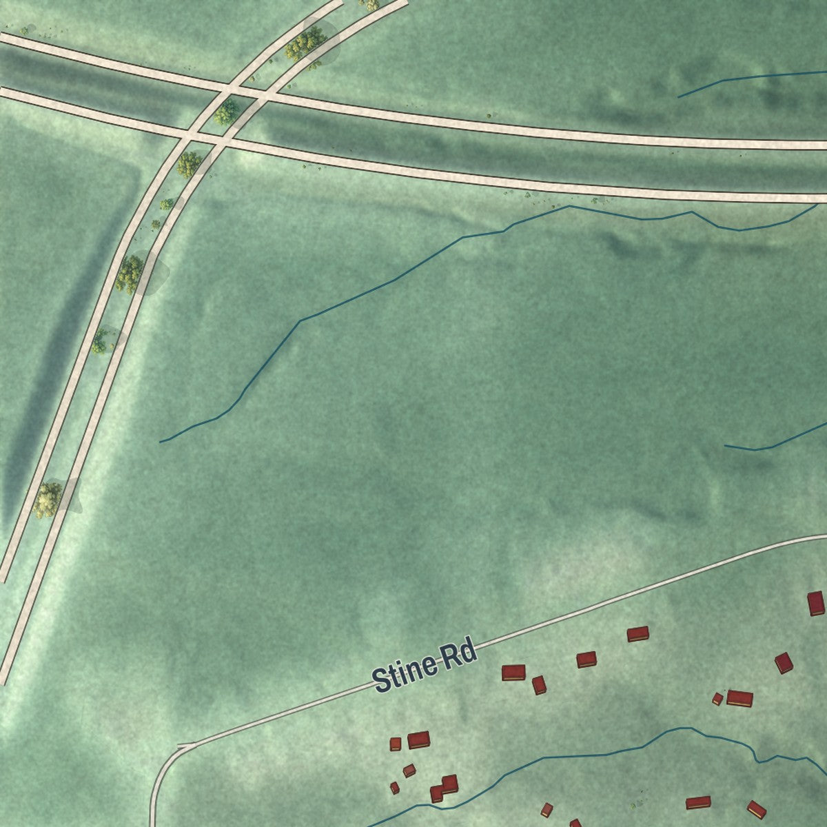 Second close-up of the map of Peninsula, Ohio print showing more streets and buildings