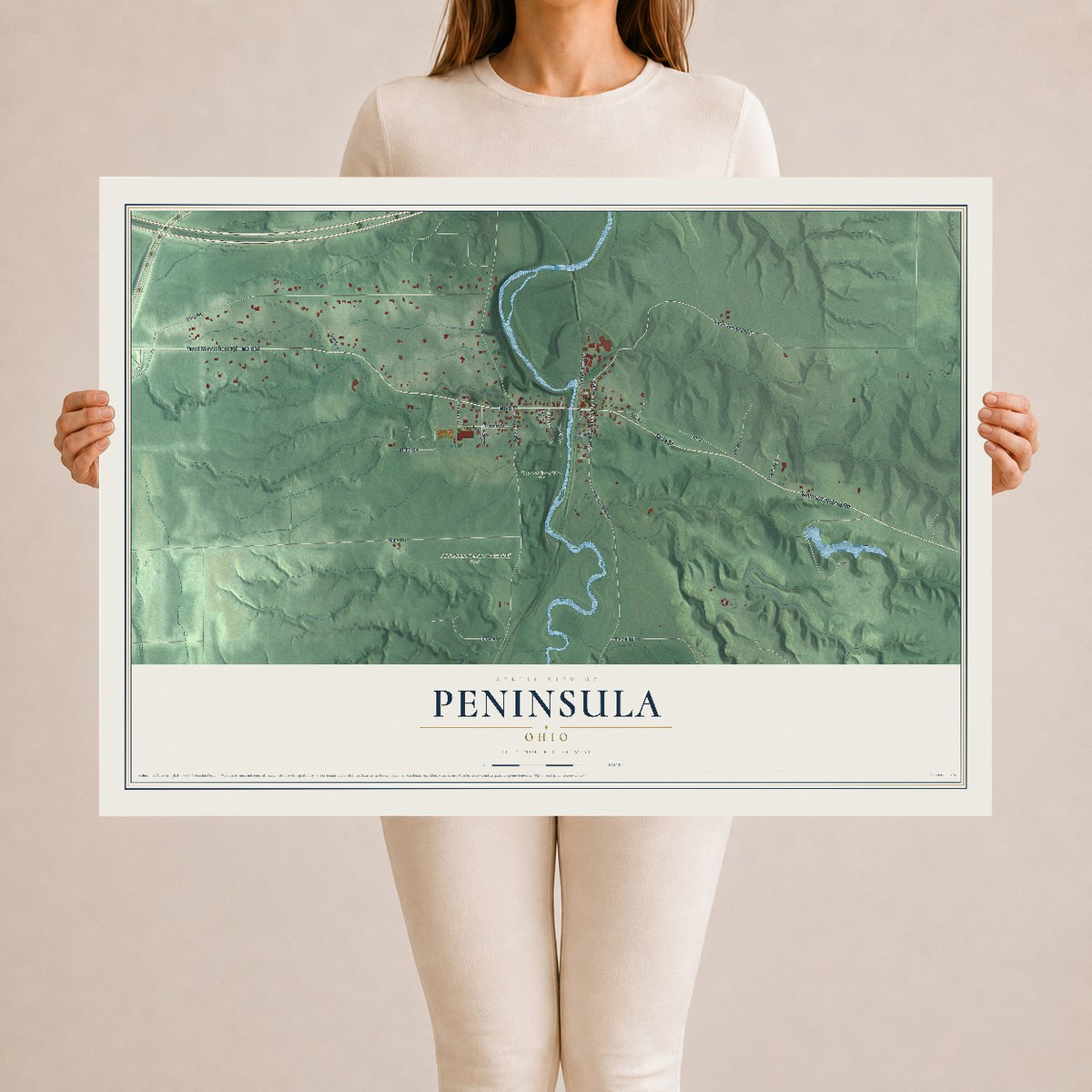 Map of Peninsula, Ohio, 24 x 36 inch unframed archival matte print