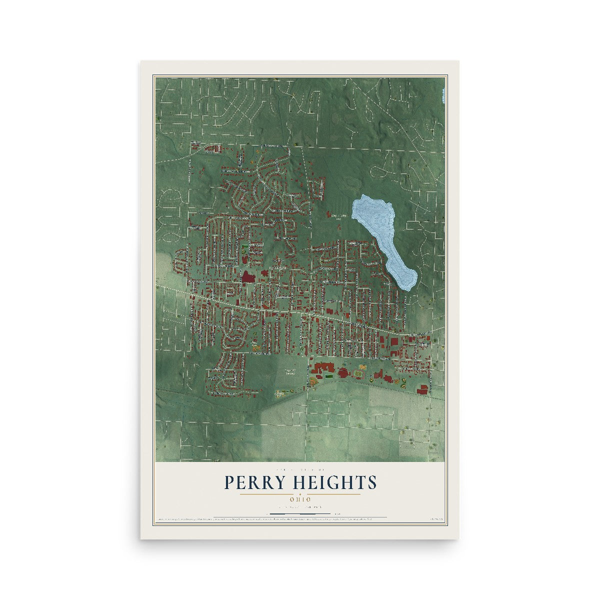 Map of Perry Heights, Ohio, 12 x 18 inch unframed archival matte print