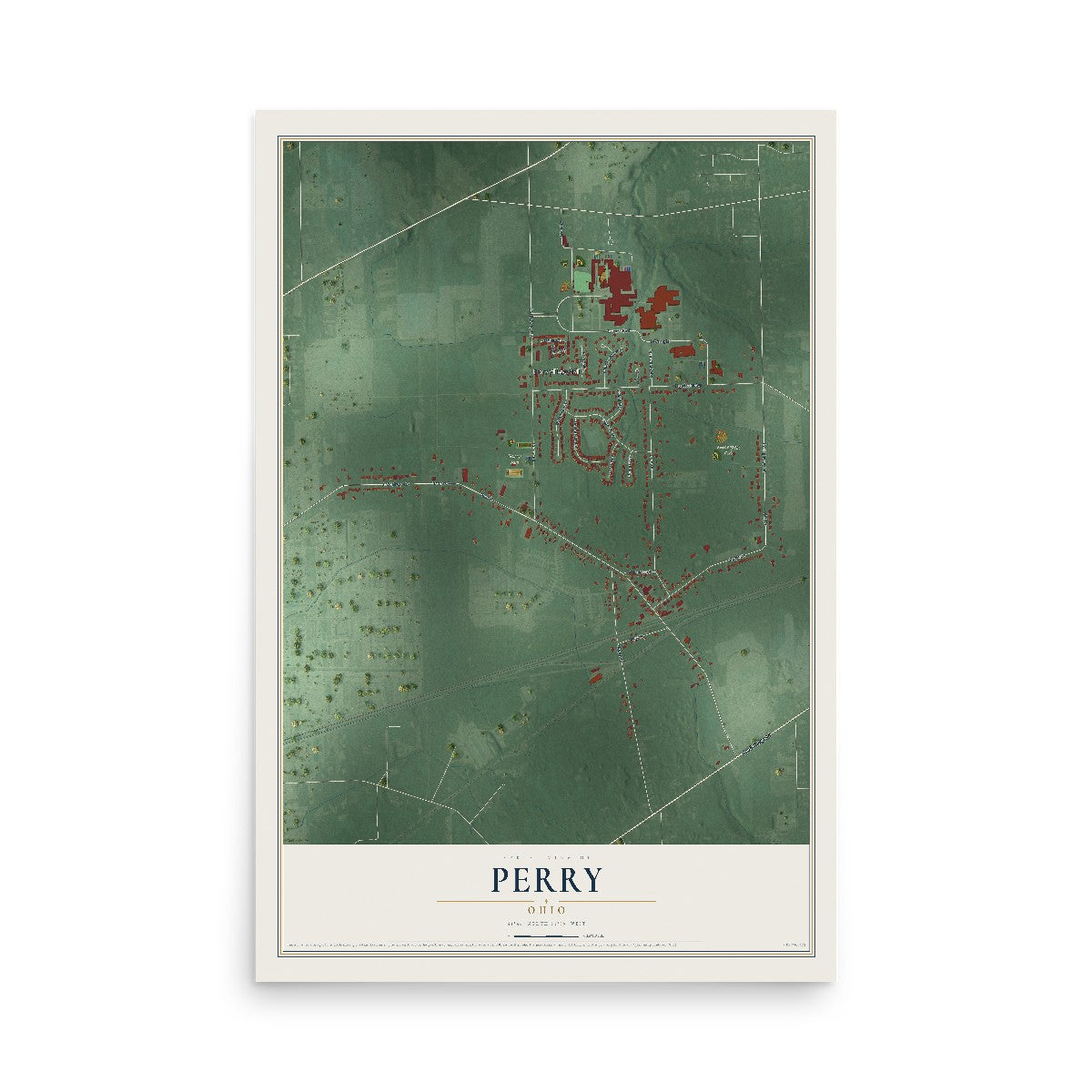 Map of Perry, Ohio, 12 x 18 inch unframed archival matte print
