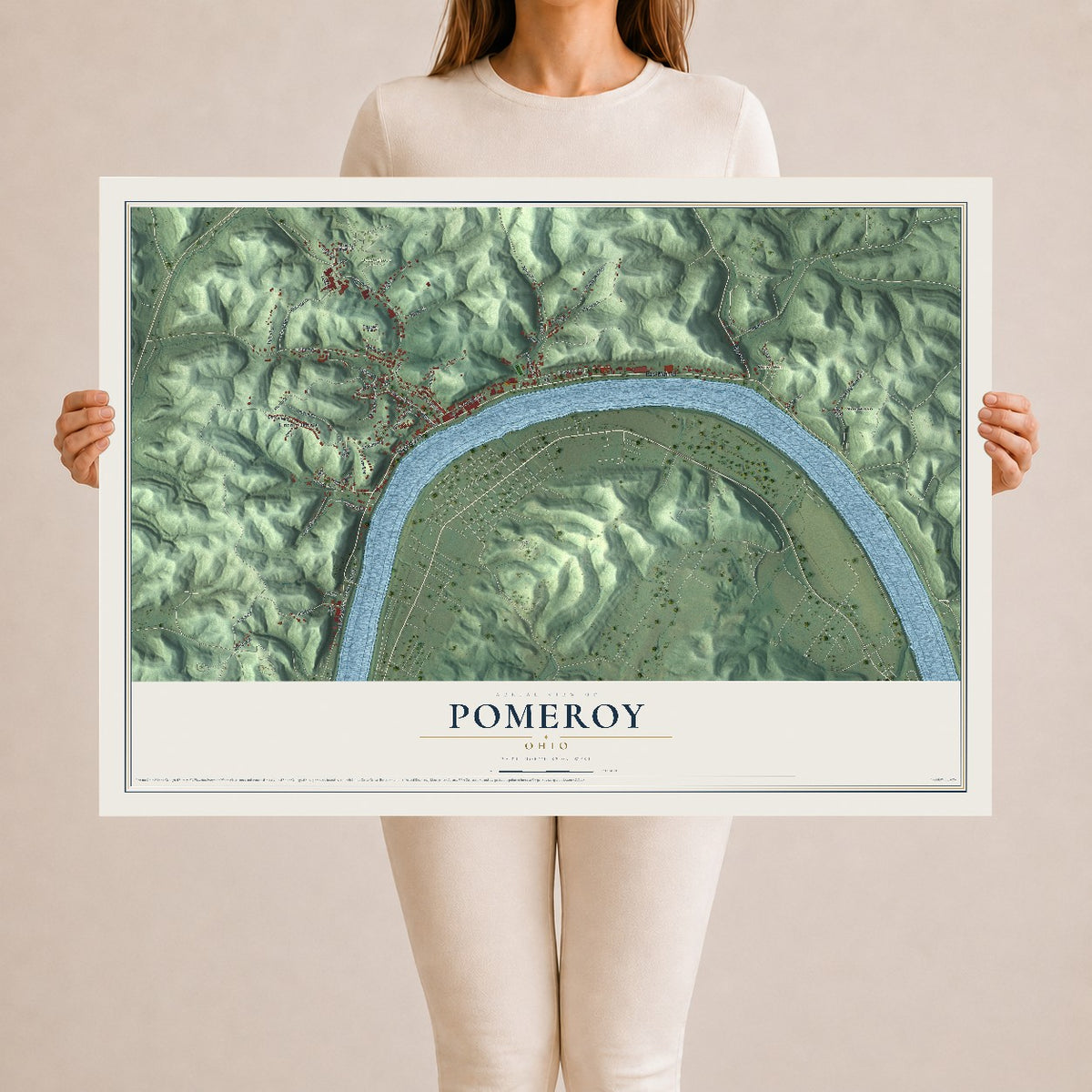 Map of Pomeroy, Ohio, 24 x 36 inch unframed archival matte print