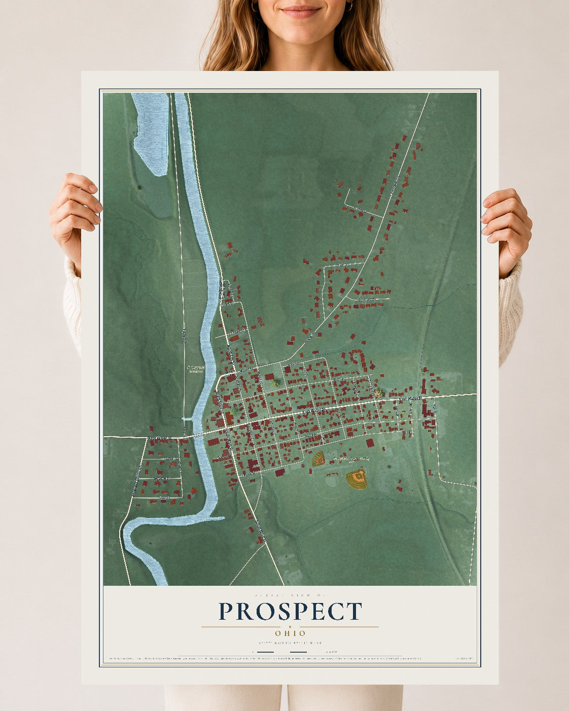 Map of Prospect, Ohio, 24 x 36 inch unframed archival matte print