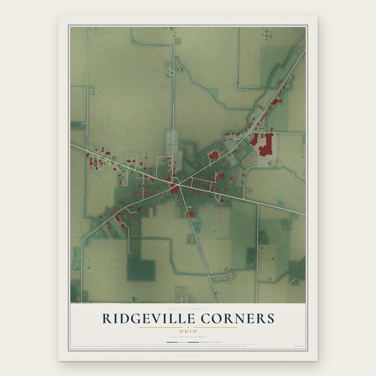 Ridgeville Corners, Ohio map print, the full design