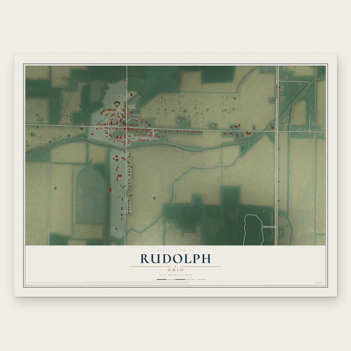 Rudolph, Ohio map print, the full design