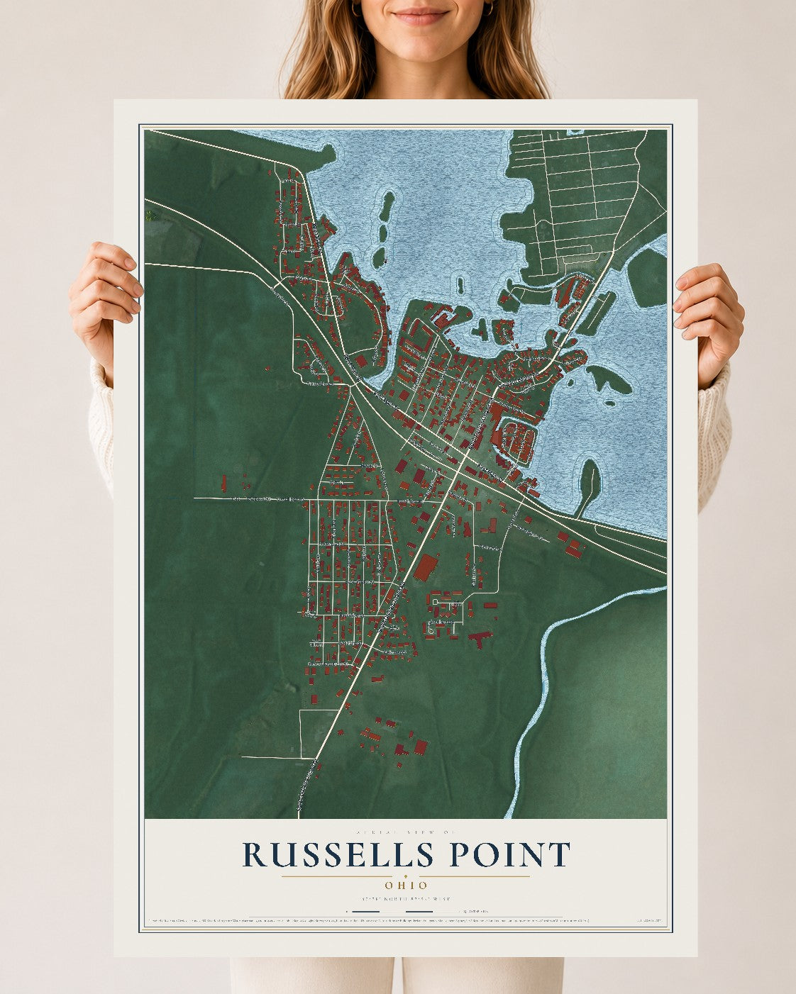 Map of Russells Point, Ohio, 24 x 36 inch unframed archival matte print