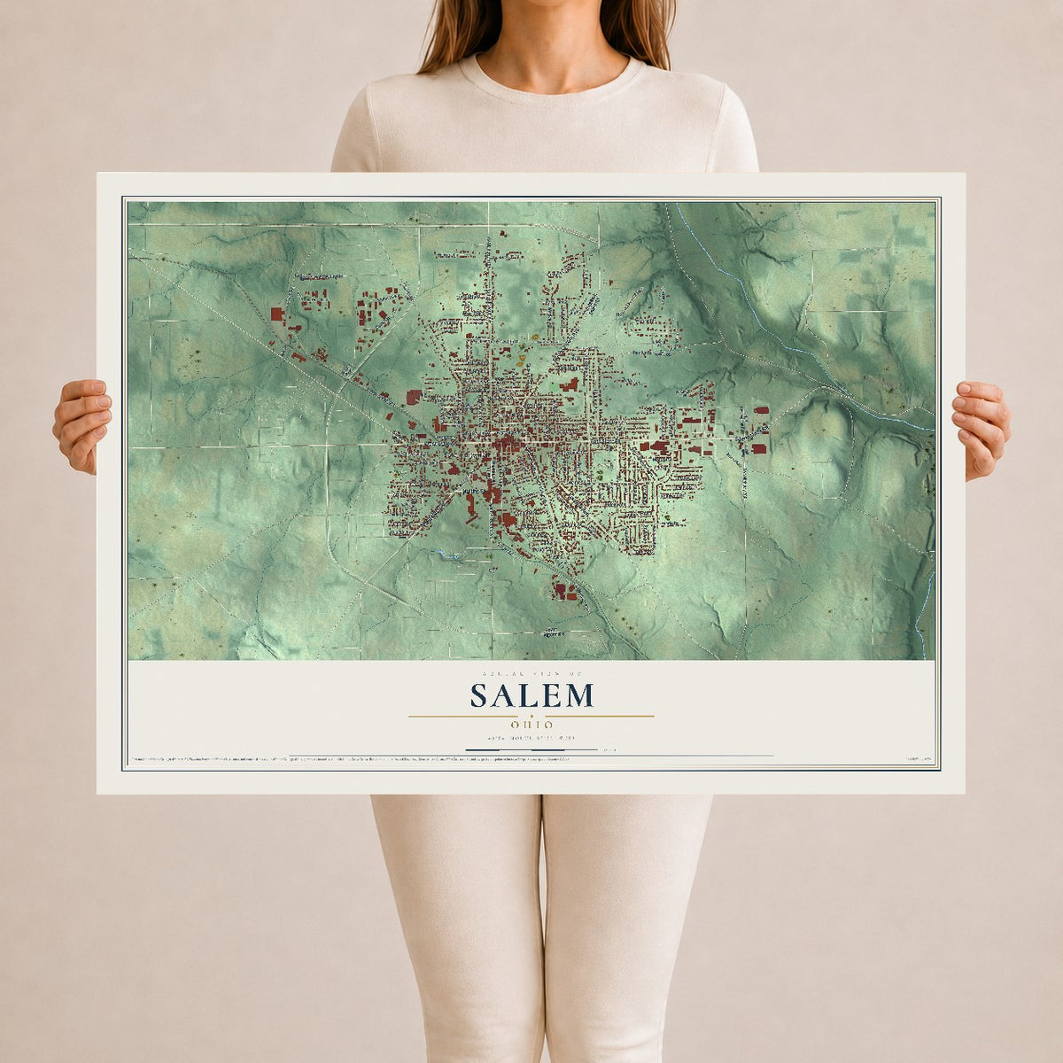 Map of Salem, Ohio, 24 x 36 inch unframed archival matte print