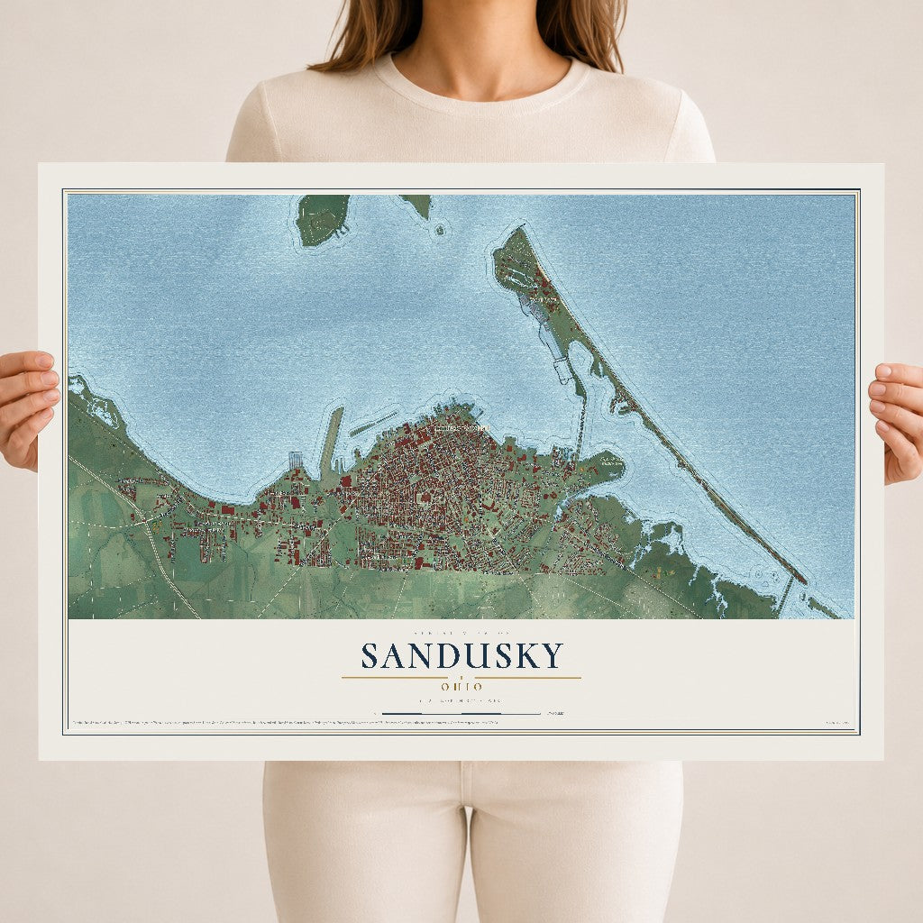 Map of Sandusky, Ohio, 18 x 24 inch unframed archival matte print