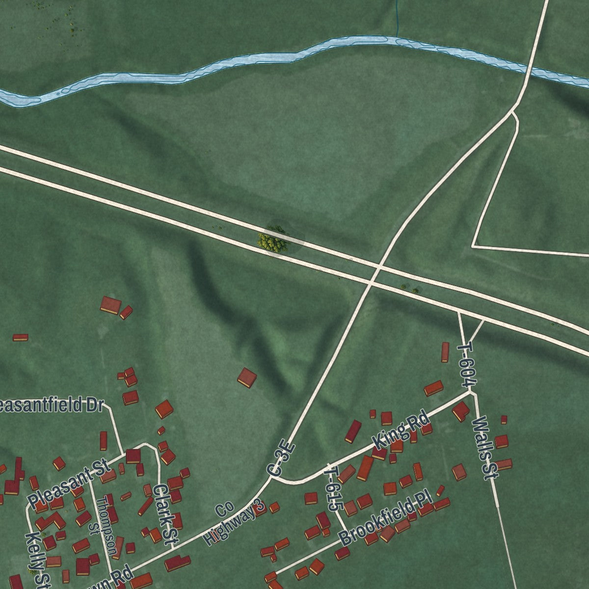 Second close-up of the map of Sardinia, Ohio print showing more streets and buildings