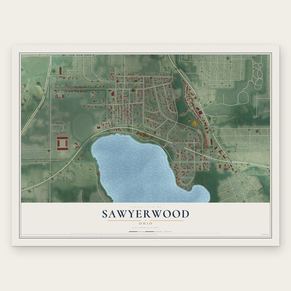 Sawyerwood, Ohio map print, the full design