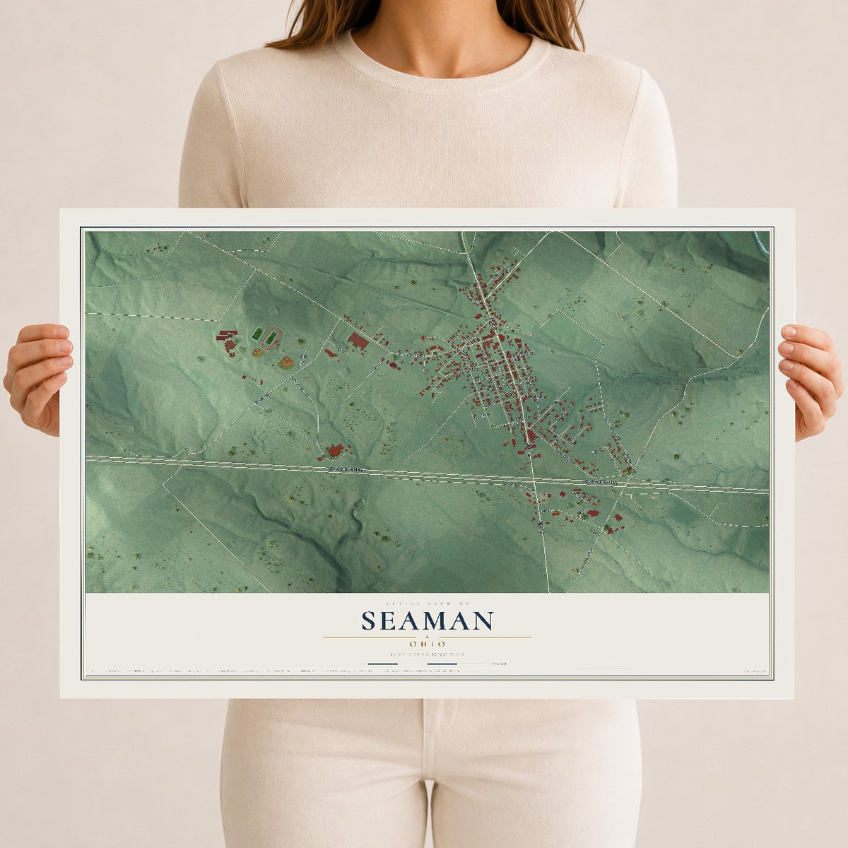 Map of Seaman, Ohio, 12 x 18 inch unframed archival matte print