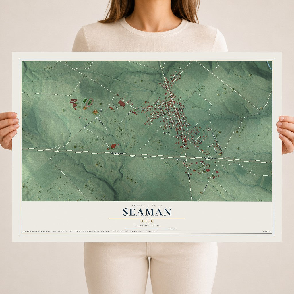 Map of Seaman, Ohio, 18 x 24 inch unframed archival matte print