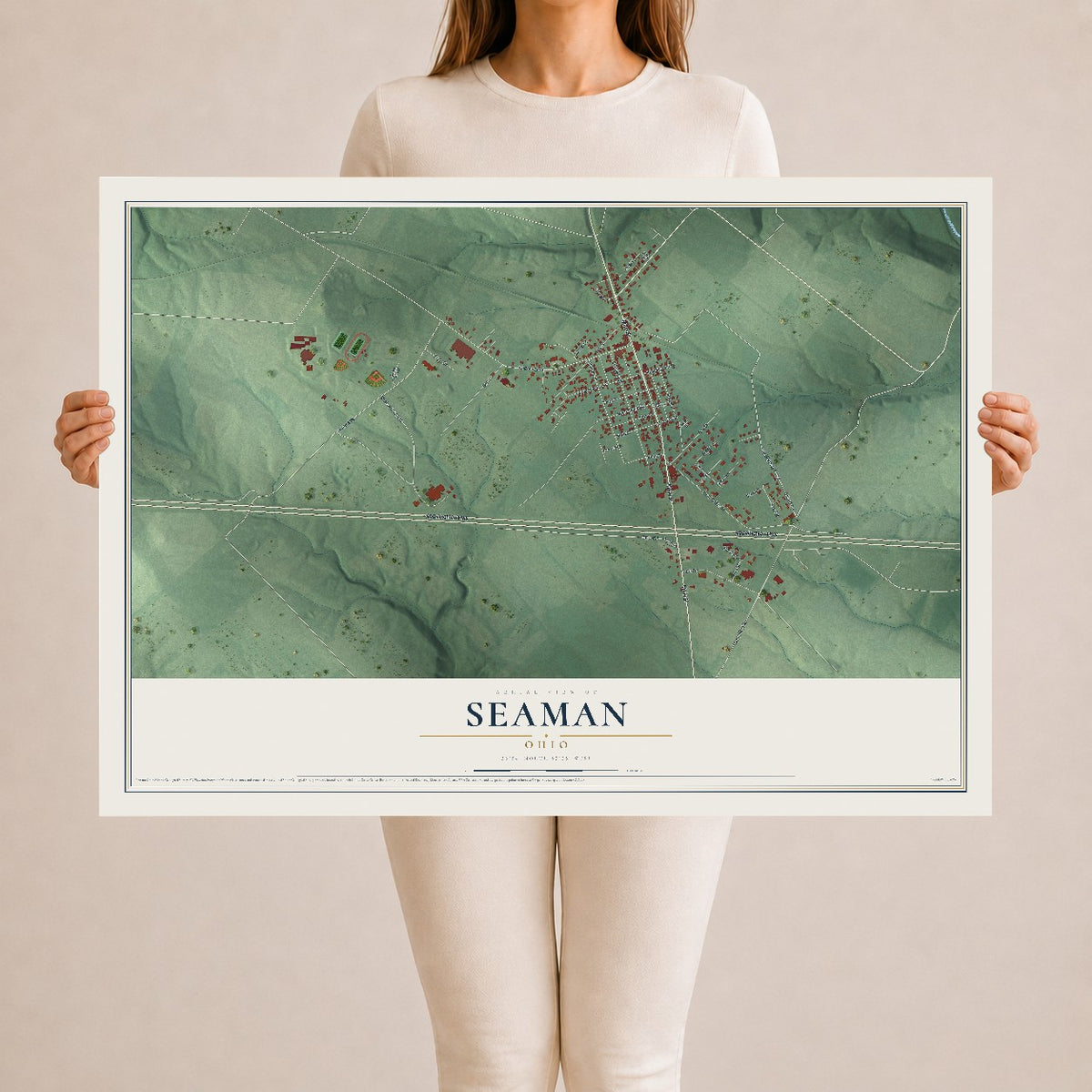 Map of Seaman, Ohio, 24 x 36 inch unframed archival matte print