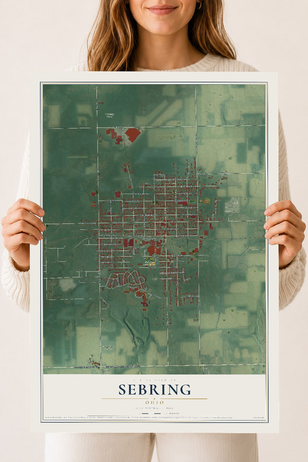 Map of Sebring, Ohio, 18 x 24 inch unframed archival matte print