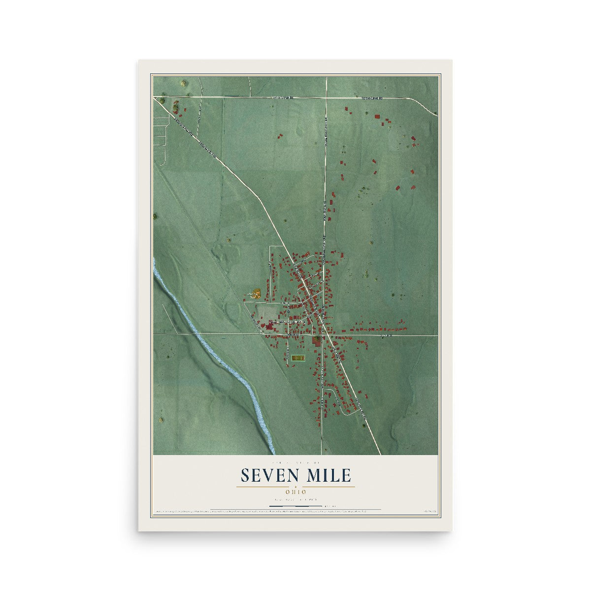 Map of Seven Mile, Ohio, 12 x 18 inch unframed archival matte print