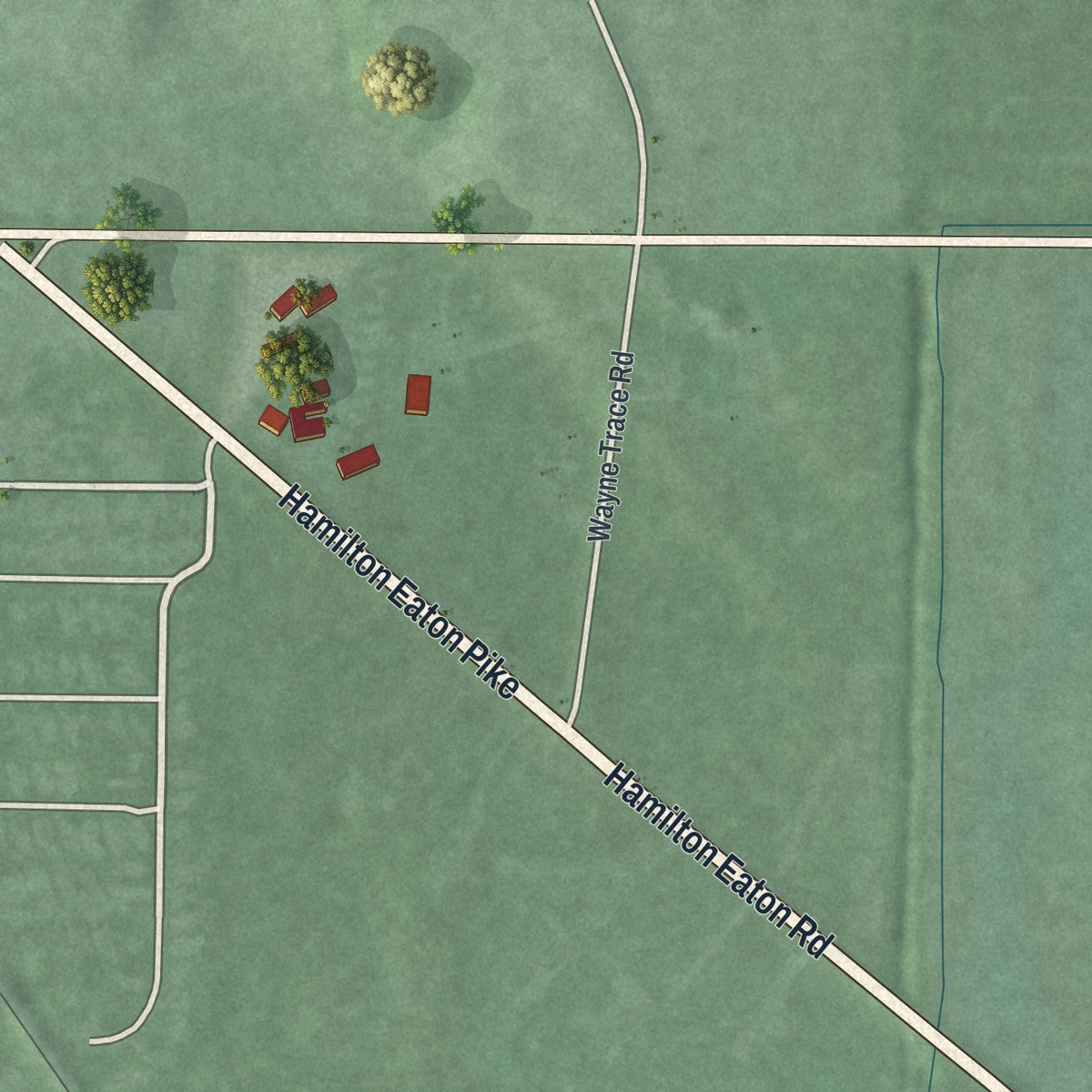 Second close-up of the map of Seven Mile, Ohio print showing more streets and buildings