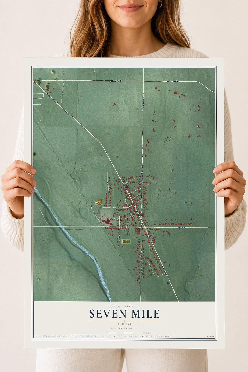 Map of Seven Mile, Ohio, 18 x 24 inch unframed archival matte print