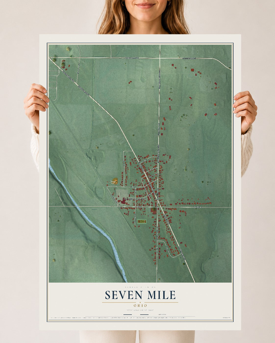Map of Seven Mile, Ohio, 24 x 36 inch unframed archival matte print