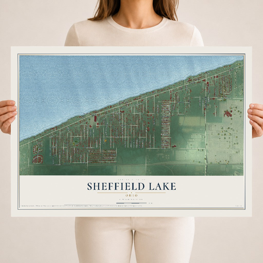 Map of Sheffield Lake, Ohio, 18 x 24 inch unframed archival matte print